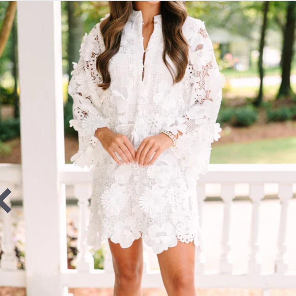 J Marie Seraphina Floral Lace White Dress
